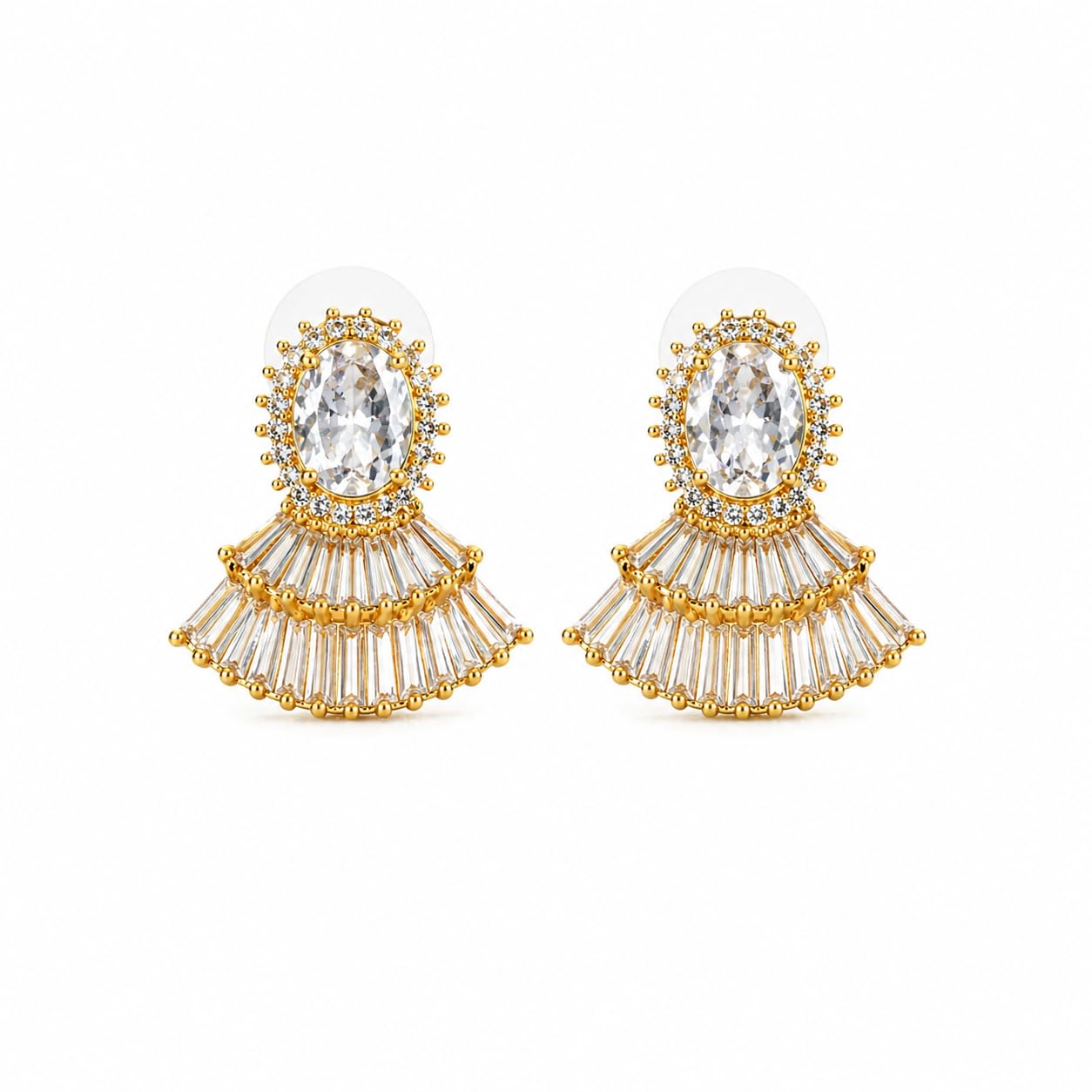 Radiance Fan Shaped Statement Stud Earrings-image-36