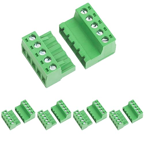 Miniatura 8 de 10 pares de conectores de bloque de terminales de tornillo de paso de 2 pines de 0.200 in enchufable con enchufe Phoenix para cable 28-12AWG