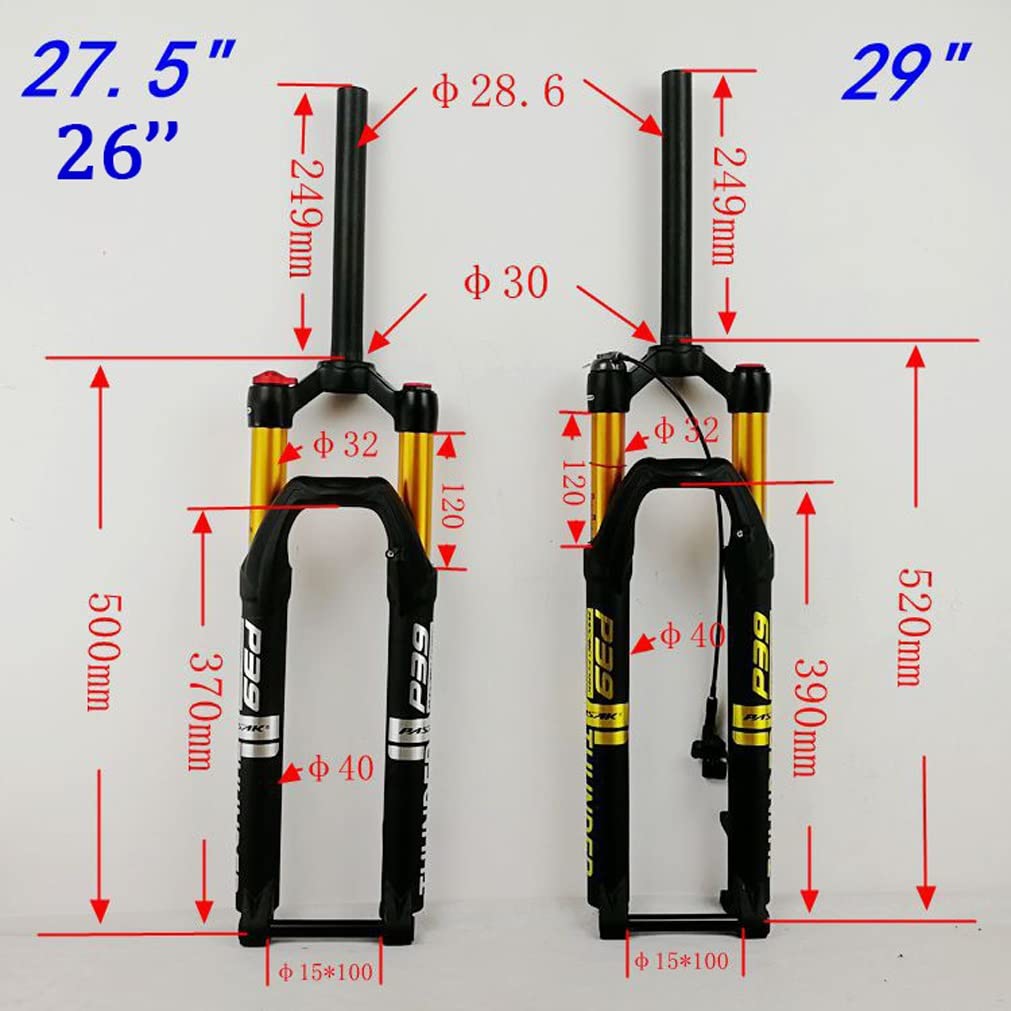 Widelec amortyzowany do roweru górskiego 26 27,5 29 cali zawieszenie pneumatyczne 120 mm skok sprężyny MTB odbicie regulowane 1-1/8'' prosta oś przednia 15 mm (kolor: pomarańczowy, rozmiar 29')