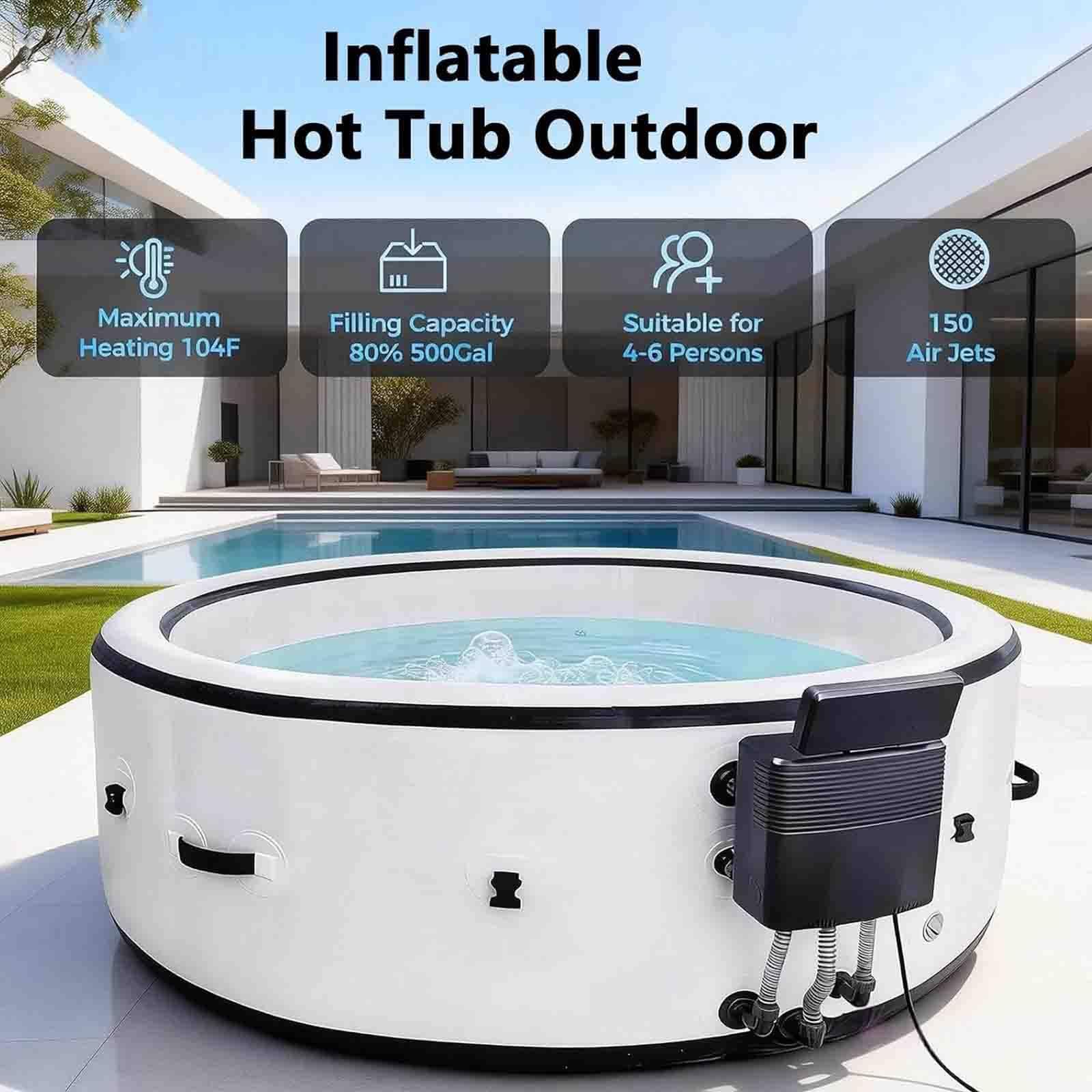 PixCy Spa Gonflable Extérieur Bain À Remous Gonflable 40°C/104°F 81x28in