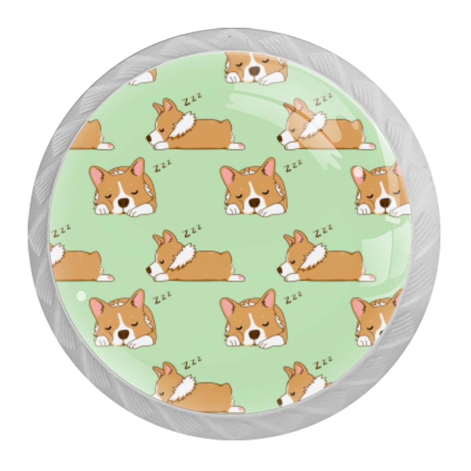 Tqmspg Multi03 4 Pieces Drawer Pulls Cute Corgi Dog Door Knobs Dresser Handles For Kitchen Wardrobe Cupboard Hardware Furniture