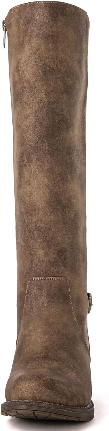 GLOBALWIN Women's Quilted Knee High Fashion Boots Strappy Boots For Women
