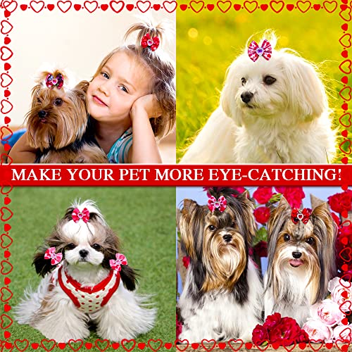 50pcs Valentine’s Day Dog Hair Bows, Red Pink Love Rhinestone Romantic Pet Hair Bows with Rubber Bands, Puppy Bowknot Topknot Pet Grooming Bows for Dog Hair Accessories 50pcs Valentine’s Day Dog Hair Bows, Red Pink Love Rhinestone Romantic Pet Hair Bows with Rubber Bands, Puppy Bowknot Topknot Pet Grooming Bows for Dog Hair Accessories