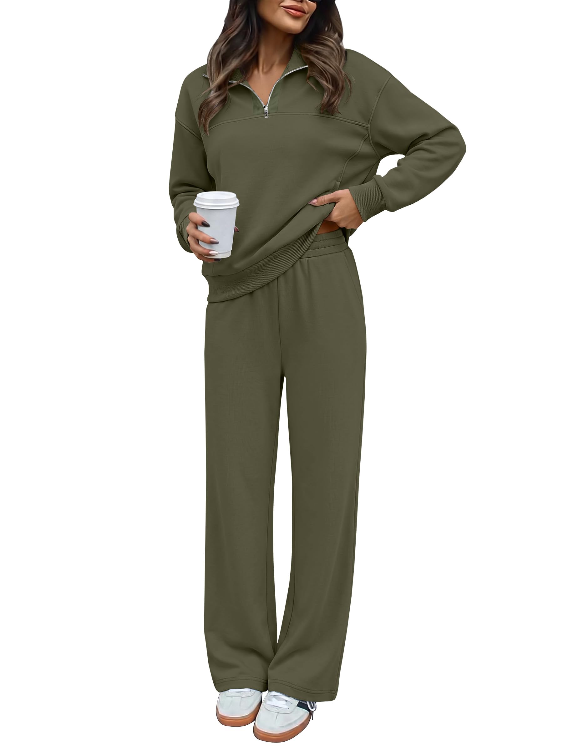 34%off ANRABESS Sweatsuit for Women 2 Piece Outfits Half Zip Lounge Set