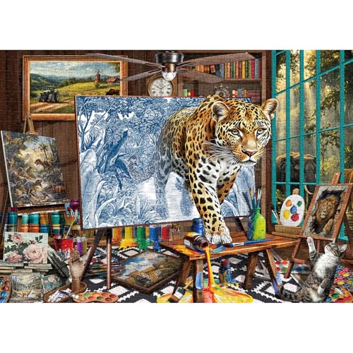 Puzzle 1000 Teile,Puzzle Erwachsene, EIN Herausforderndes R채tsel,Puzzlespiele f체r Die Ganze Familie,Geschenke f체r Frauen,Geschenke f체r M채nner,Thema-Mighty Leopard