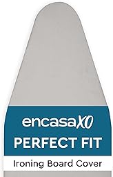 Encasa XO Replacement Ironing Board Cover with 4 mm Thickness Felt Pad – Grey – Cotton Stretch (Fits Standard Wide Tabs of 125 x 46 cm) Heat Reflective