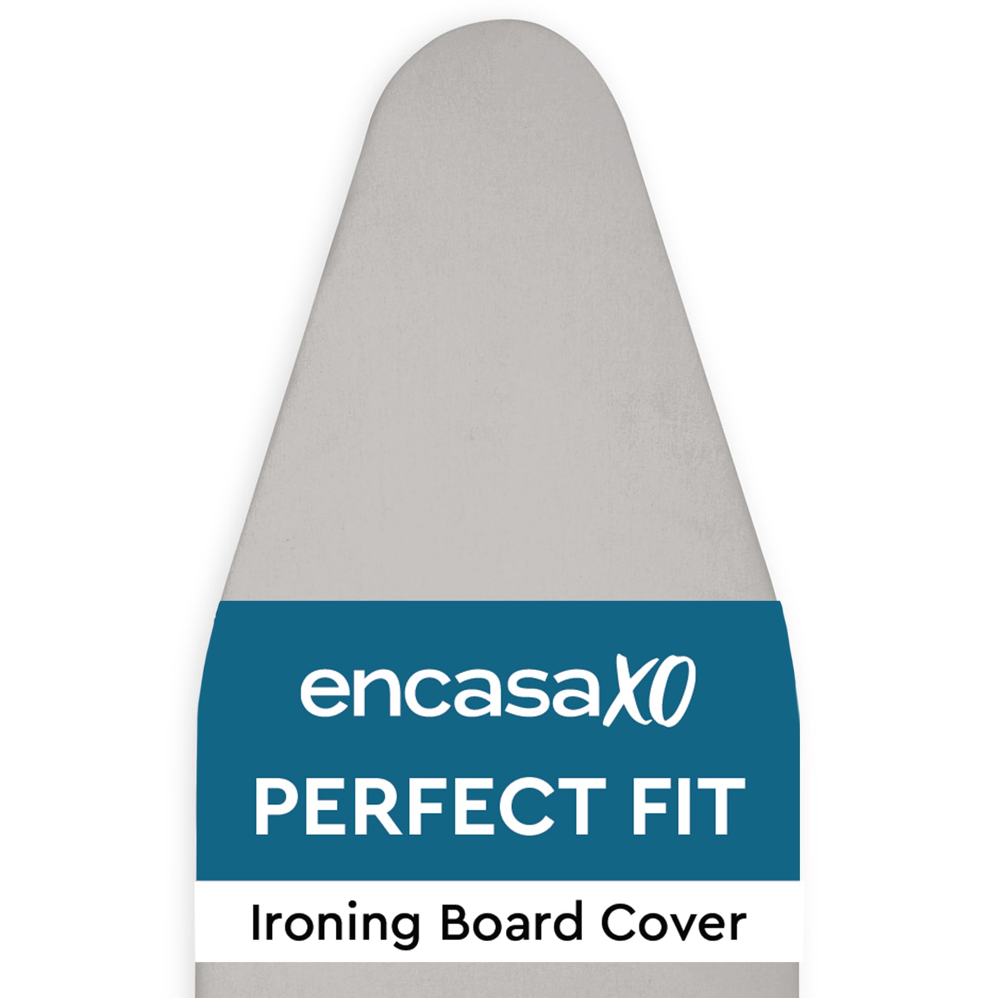 Encasa XO Replacement Ironing Board Cover with 4 mm Thickness Felt Pad – Grey – Cotton Stretch (Fits Standard Wide Tabs of 125 x 46 cm) Heat Reflective - 1
