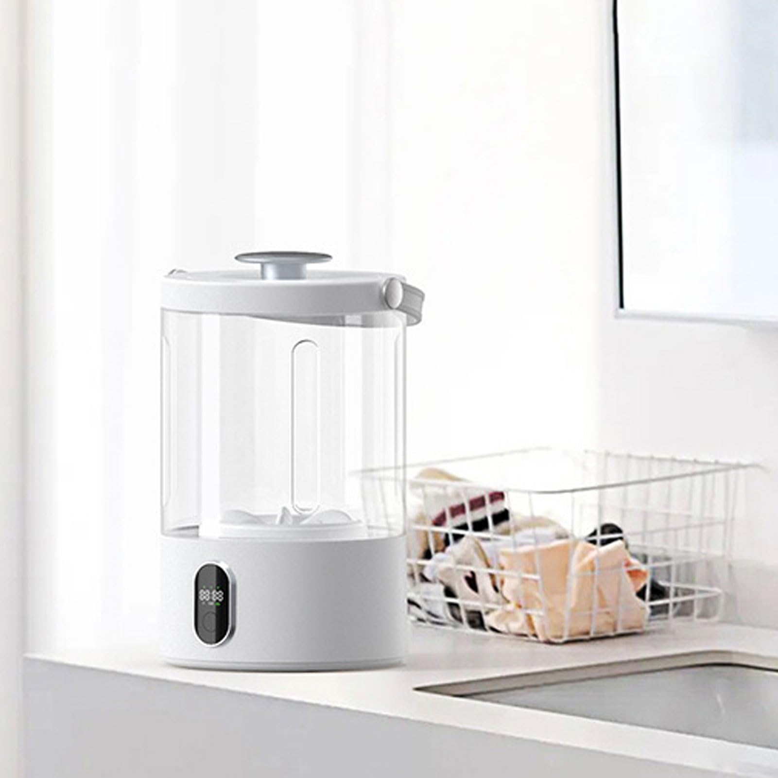 Przenośna Pralka, 1.3L Mini Pralka do Bielizny w Pełni Automatyczna Przenośna Pralnia do Mieszkania, Podróży, Kempingu, Domu, Akumulatora