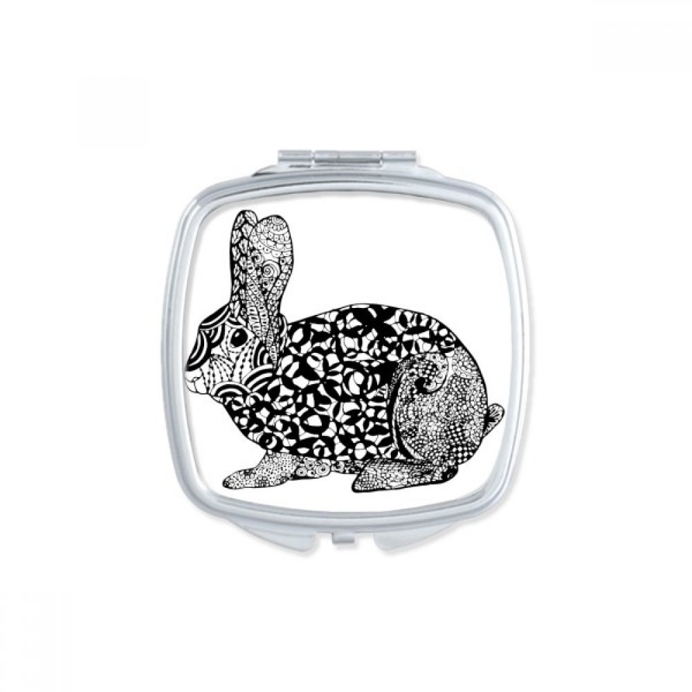 Miroir de poche maquillage compact carré au motif animal de lapins mignons