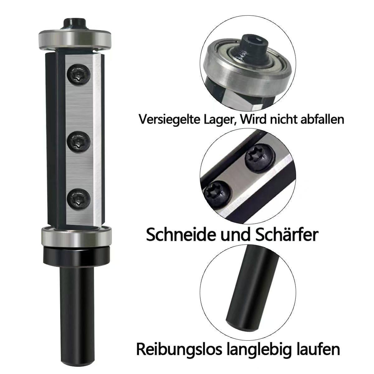 Fresa de enrasado de 8 mm, hoja de metal duro intercambiable de 2 caras, fresadora con rodamiento de bolas, fresa de madera para trabajar cantos