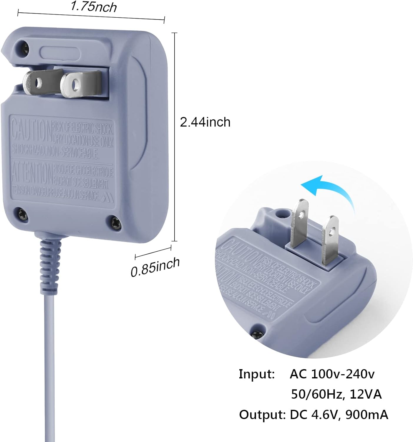 DS Lite Charger Replacement for Nintendo DS Lite, AC Adapter Wall Plug Compatible with NDSL Charger (100-240v) 3 615DTC87mlL. AC SL1500