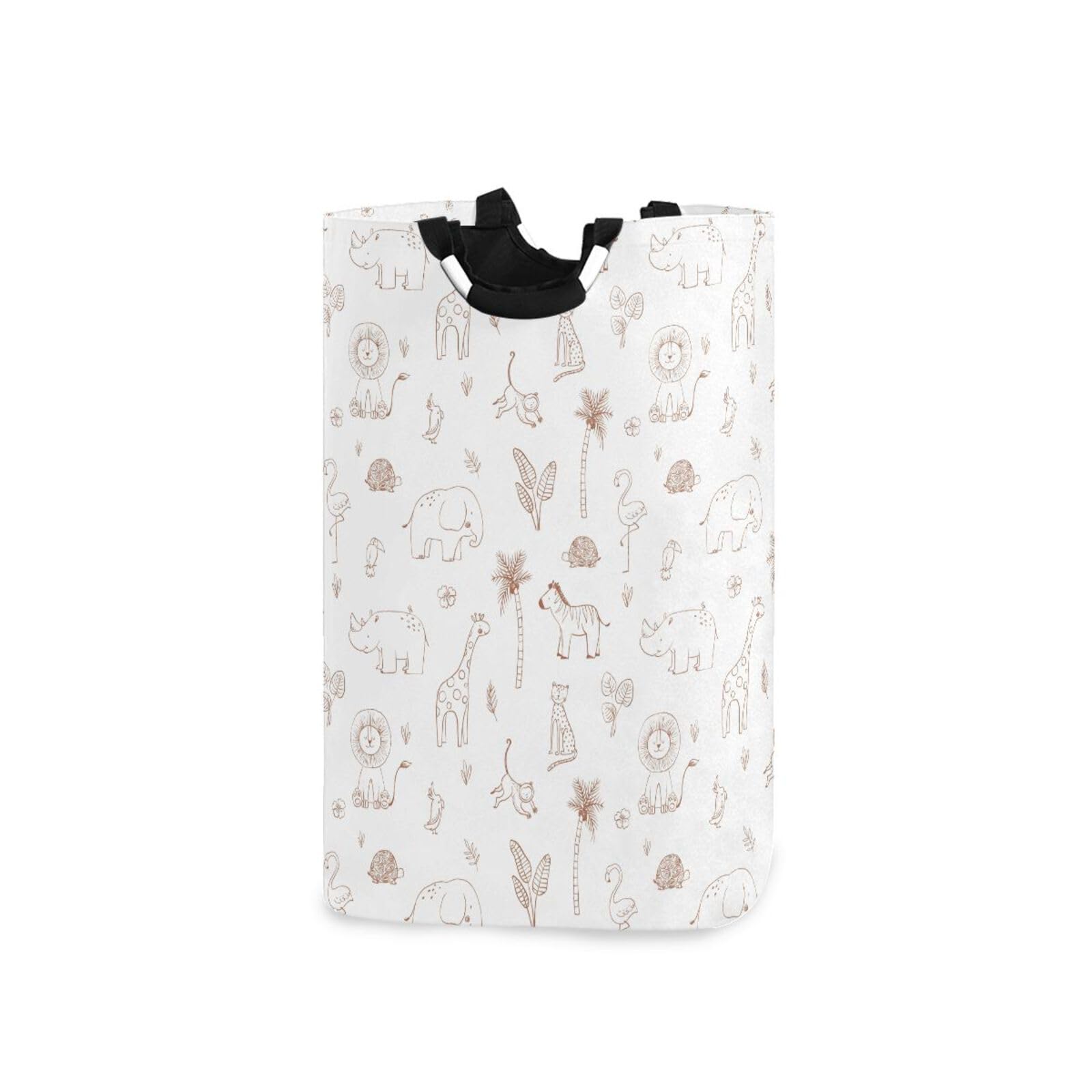 Ttgoth A Brown Safari Nimals Laundry Basket Large Collapsible Laundry Hamper With Handles Foldable Washing Basket Clothes Organizer Bin For Bedroom, Dorms, Bathroom