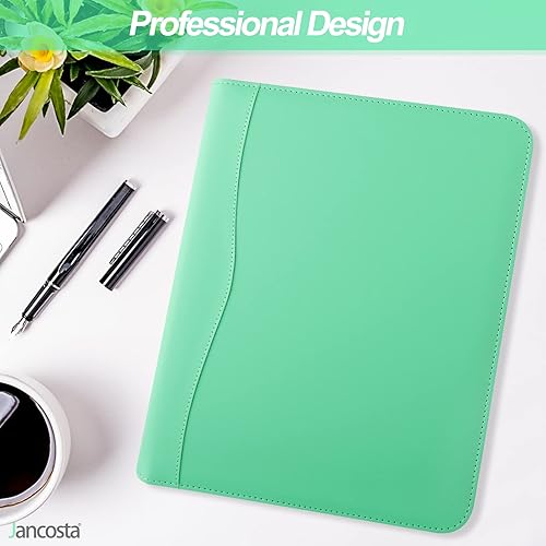 Miniatura 6 de Jancosta Paquete de 5 portafolios de negocios con blocs de notas de escritura de tamaño carta (verde menta nuevo), paquete de 5