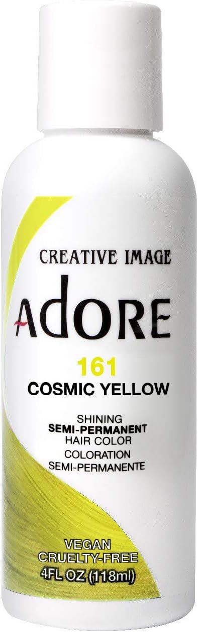 Adore Semi Permanent Hair Color - Vegan and Cruelty-Free Hair Dye - 4 Fl Oz - 161 Cosmic Yellow (Pack of 1)