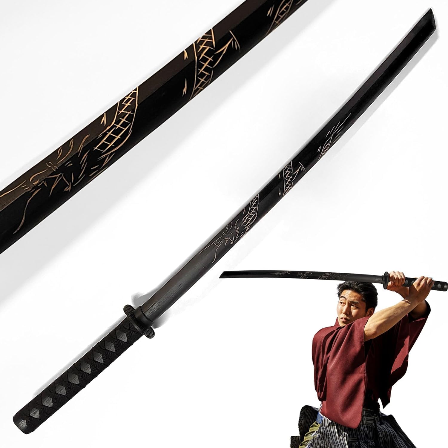 Bokken in legno, Shinai, Katana Wakizashi Tanto, Spada Kendo Accessori per armi in legno, Allenamento di combattimento con spada Kendo, Spada Samurai, Gioco di ruolo Cosplay Iaido