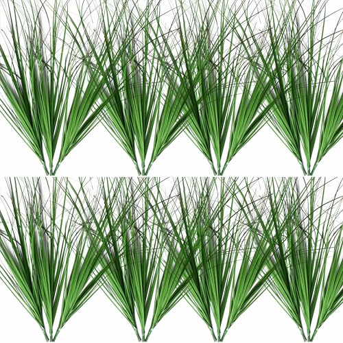 MISSWARM 24PCS Fake Grass Plants，UV Resistant Artificial Greenery Stems