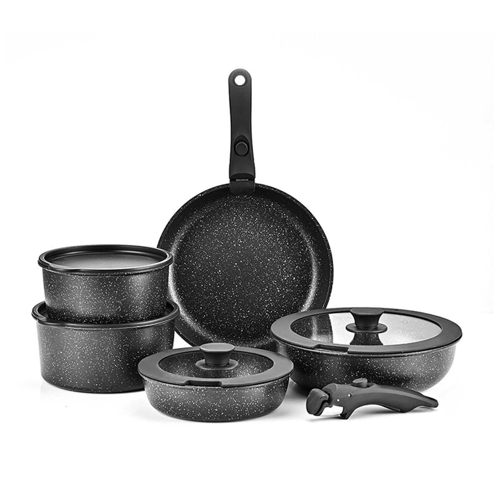 Juego de utensilios de cocina con mango extraíble para el hogar, camping y viajes, juego de cocina para rascar, remolque de viaje