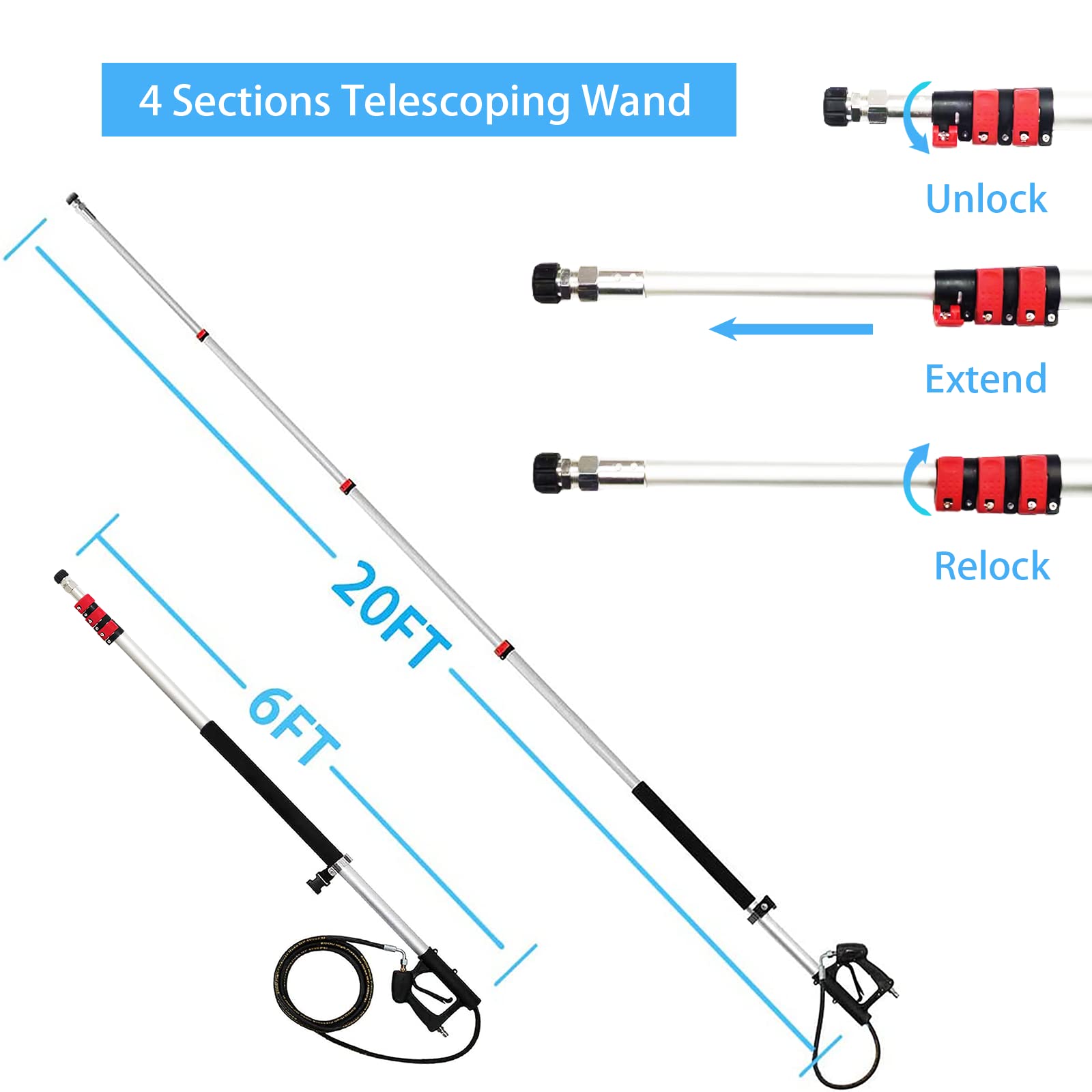 EEoiiy 20FT Telescoping Wand for Pressure Washer, Exten | B2B Liquidation EEoiiy 20FT Telescoping Wand for Pressure Washer, Exten | B2B Liquidation
