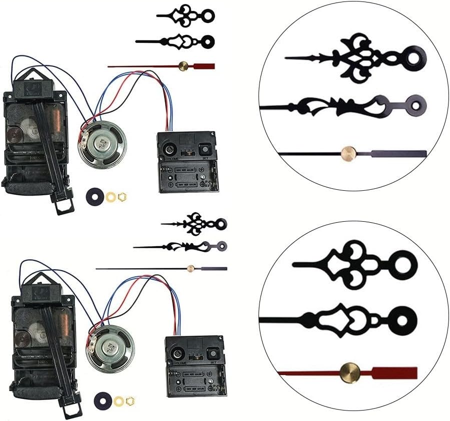 Quartz Pendulum Clock Movement Kit With Music Chime Box, 17Mm Shaft DIY Repair Mechanism Drive Unit And Hands For Home Garden Decor Panels 2-7mm Thick(A)