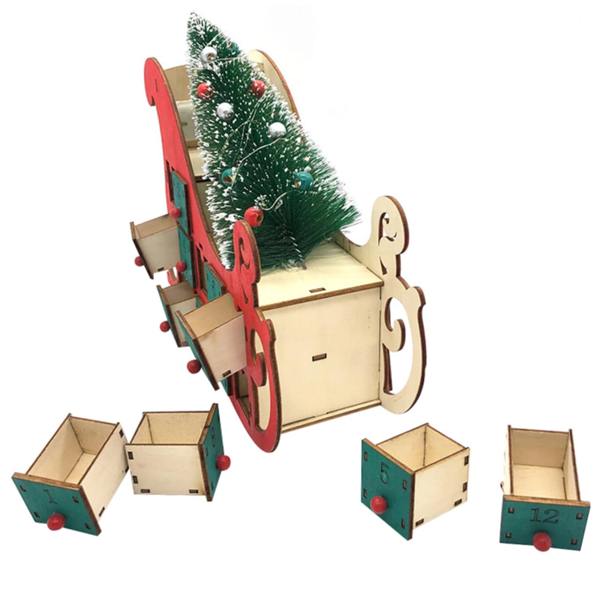 Weihnachtskalender Holz Countdown Dekoration Selbstgemacht Tischdekoration für Wohnzimmer Schlafzimmer