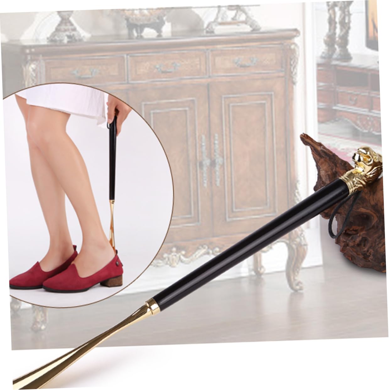 Beavorty Accesorios De Zapatos Arrancador Camilla De Zapatos De Las Mujeres Calzador Mango Largo Cuernos De Zapatos Para Hombres Zapatos De Los Hombres Cuerna Negro Bambú