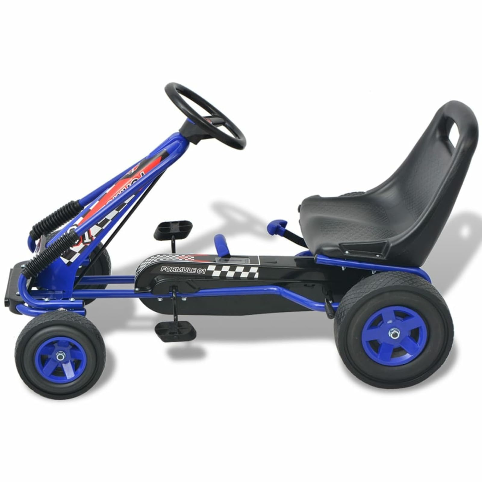 LAPOOH Gokart per Bambini, Freno a Mano, Regolabile in Altezza, Colore Blu, Grande, 80152