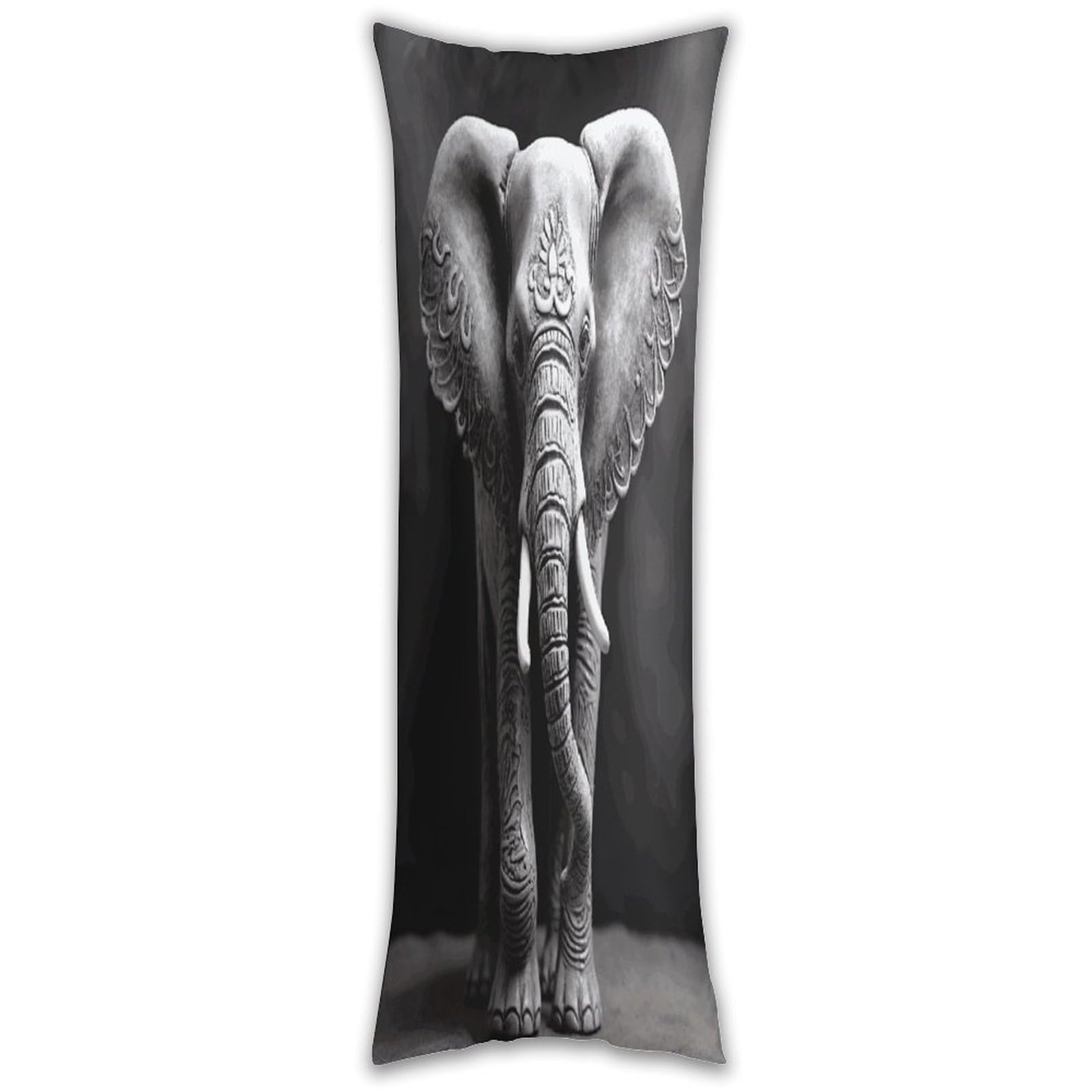Gray Elephant Pillow Case Breathable Absorb Sweat Long Pillowcover Exquisite Unique Pillow Protector for All Seasons Hot Sleepers Body Pillowcase