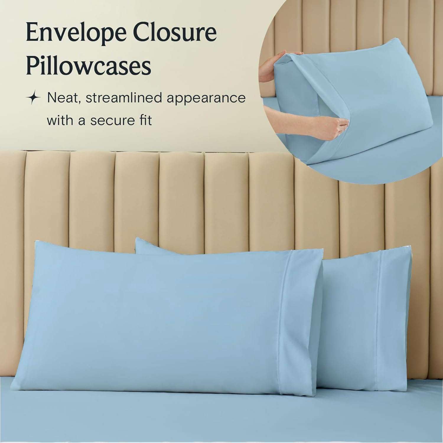 Split California King Bed Sheet Set 5 Piece Cotton Split Sheets Set for Adjustable Beds, Fits Mattress 16 inches Deep Pocket, Split Cal King, Light Blue