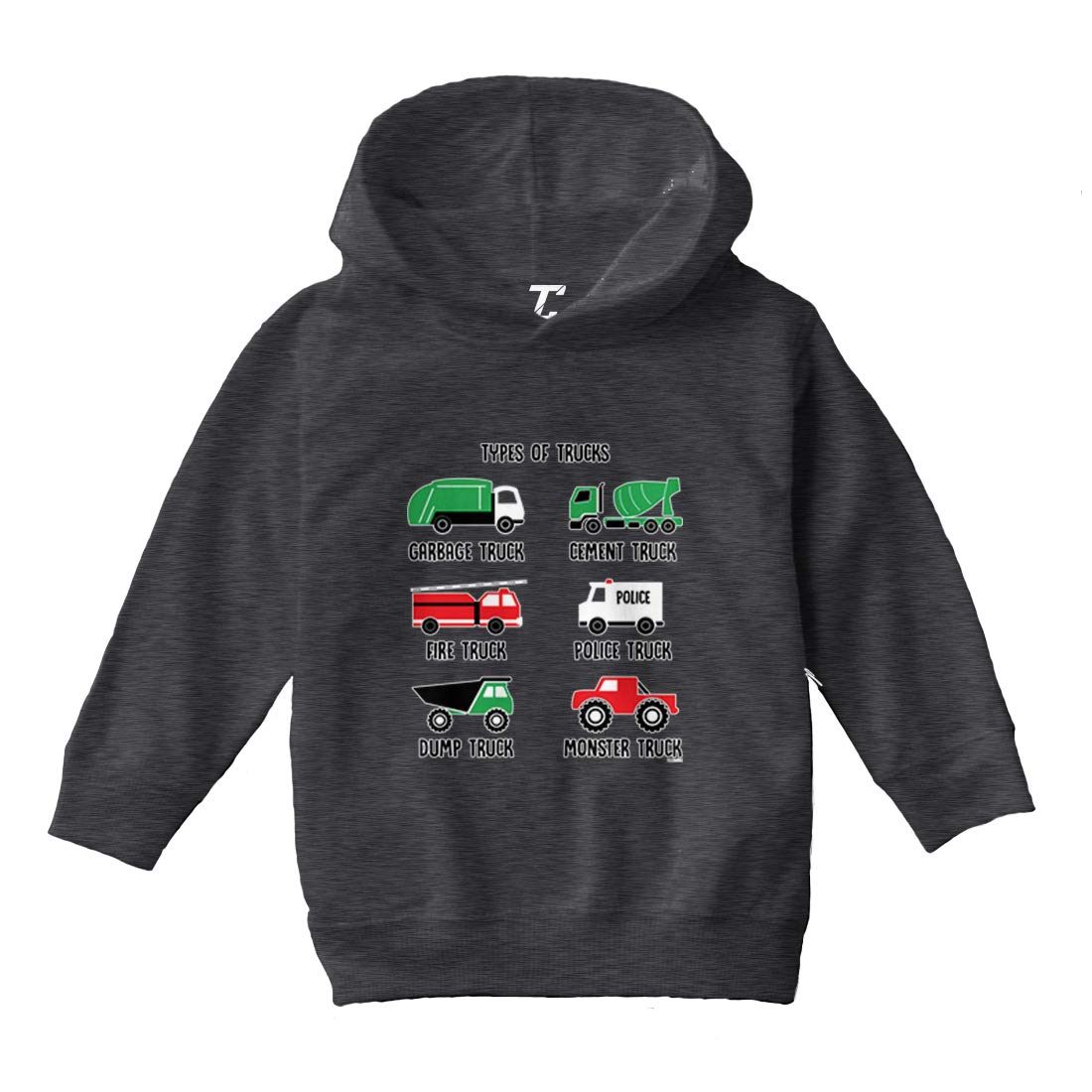 Types of Trucks - Garbage Monster Fire Toddler/Youth Fleece Hoodie