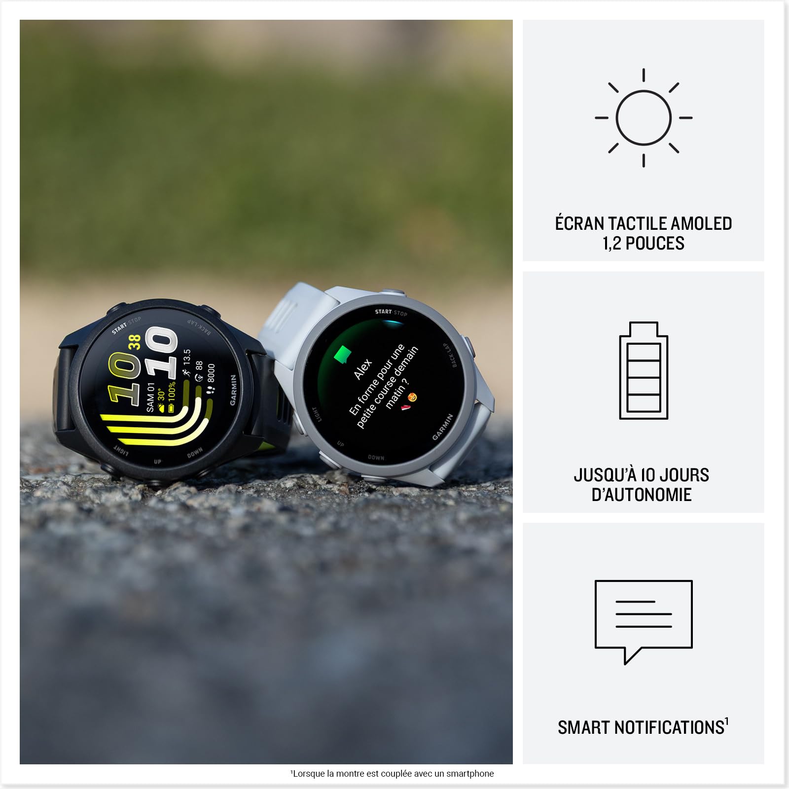 Garmin Forerunner 170 - Montres connectées GPS de Running faciles à Utiliser - Noir - Boîtier 43 mm