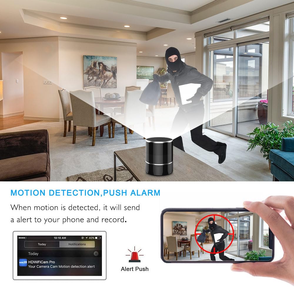 Cámara espía oculta WiFi en altavoz Bluetooth con ángulo de visión de 240°, HD 1080P, cámaras de seguridad inalámbricas, aplicación de teléfono para niñera, activada por movimiento para