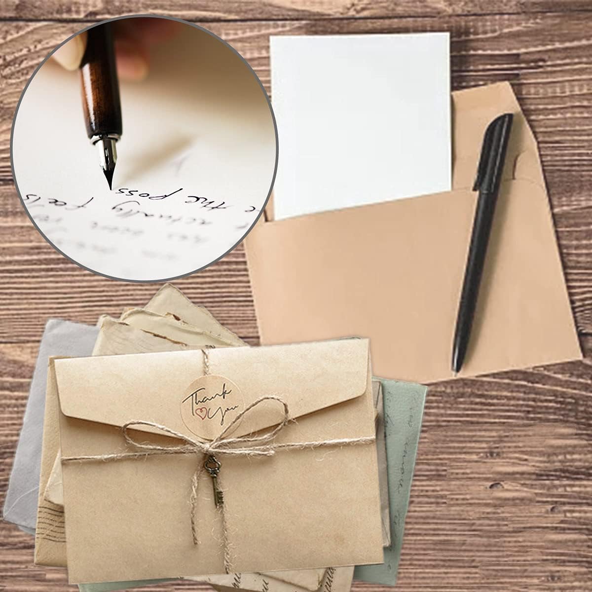 Set di carta kraft vintage 6 buste carta da lettere a righe inviti nozze biglietti auguri