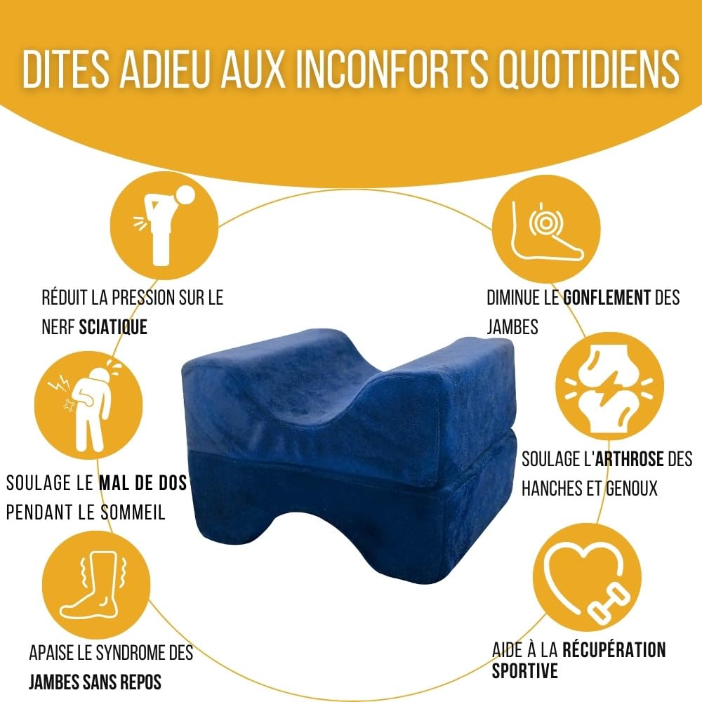Inphysio® Ergonomique Coussin Entre Jambes pour Dormir, Coussin Genoux Nuit Orthopédique, Coussin Memoire Forme, Coussin Relève-Jambes, Coussin pour Genoux Dormir, Anti Douleur - 25x20x17 cm