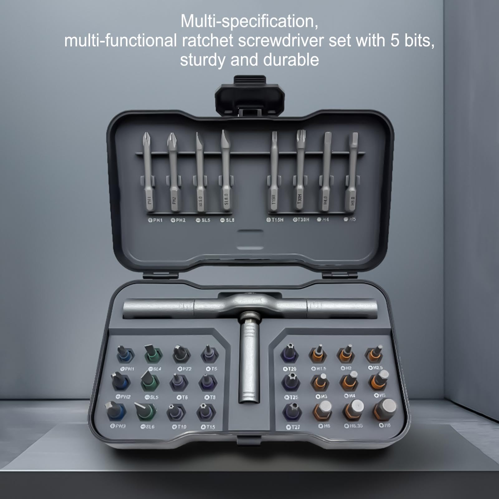 Juego de Destornillador con Trinquete Universal Multi Bit 32 en 1