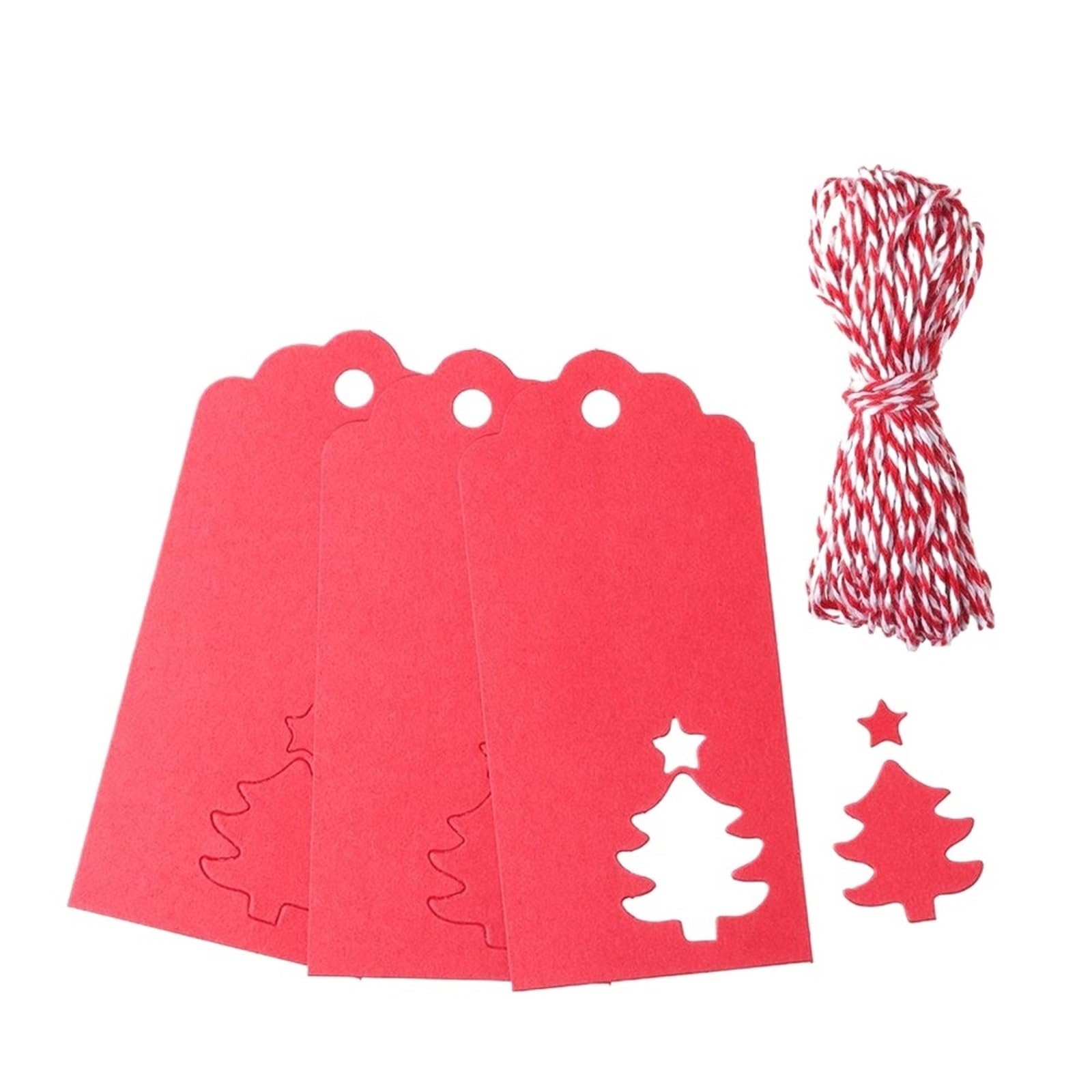 100pcs DIY Crafts Xmas Tree Gift Wrapping Thanks Tag Kraft Paper Tags Christmas Card Label for Wedding Favors(Color 1)