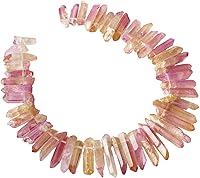 Vista 28 de rockcloud rocas naturales de cristal, cubiertas de titanio, cuarzo claro, en punta, hebra de 15 pulgadas