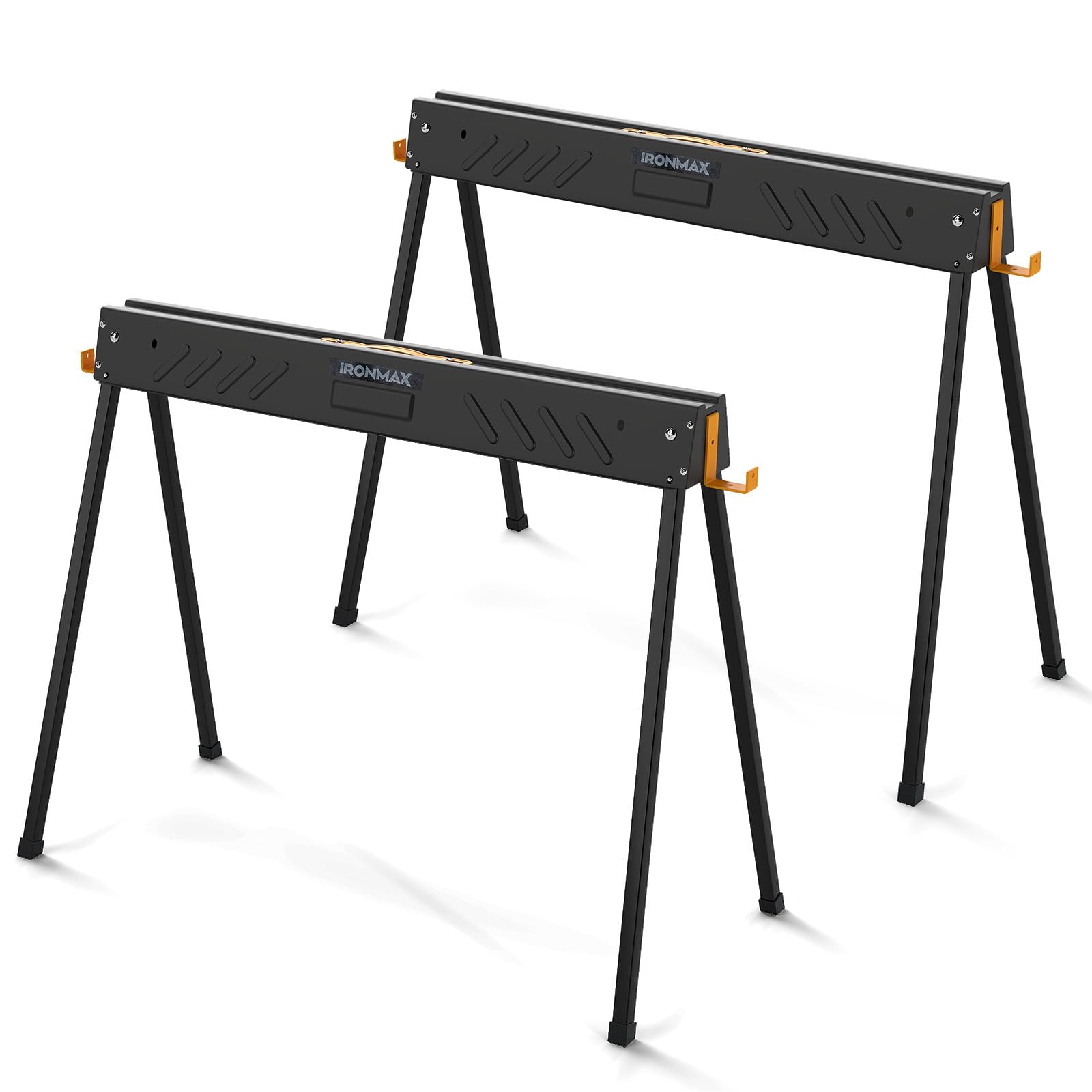 COSTWAY Arbeitsbock 2er Set, bis 500KG belastbar, Böcke klappbar, Sägebock mit 2 x 4 Stützarmen, tragbare klappböcke mit Griff, Gerüstbock für Holzbearbeitung, 94 x 47 x 74 cm