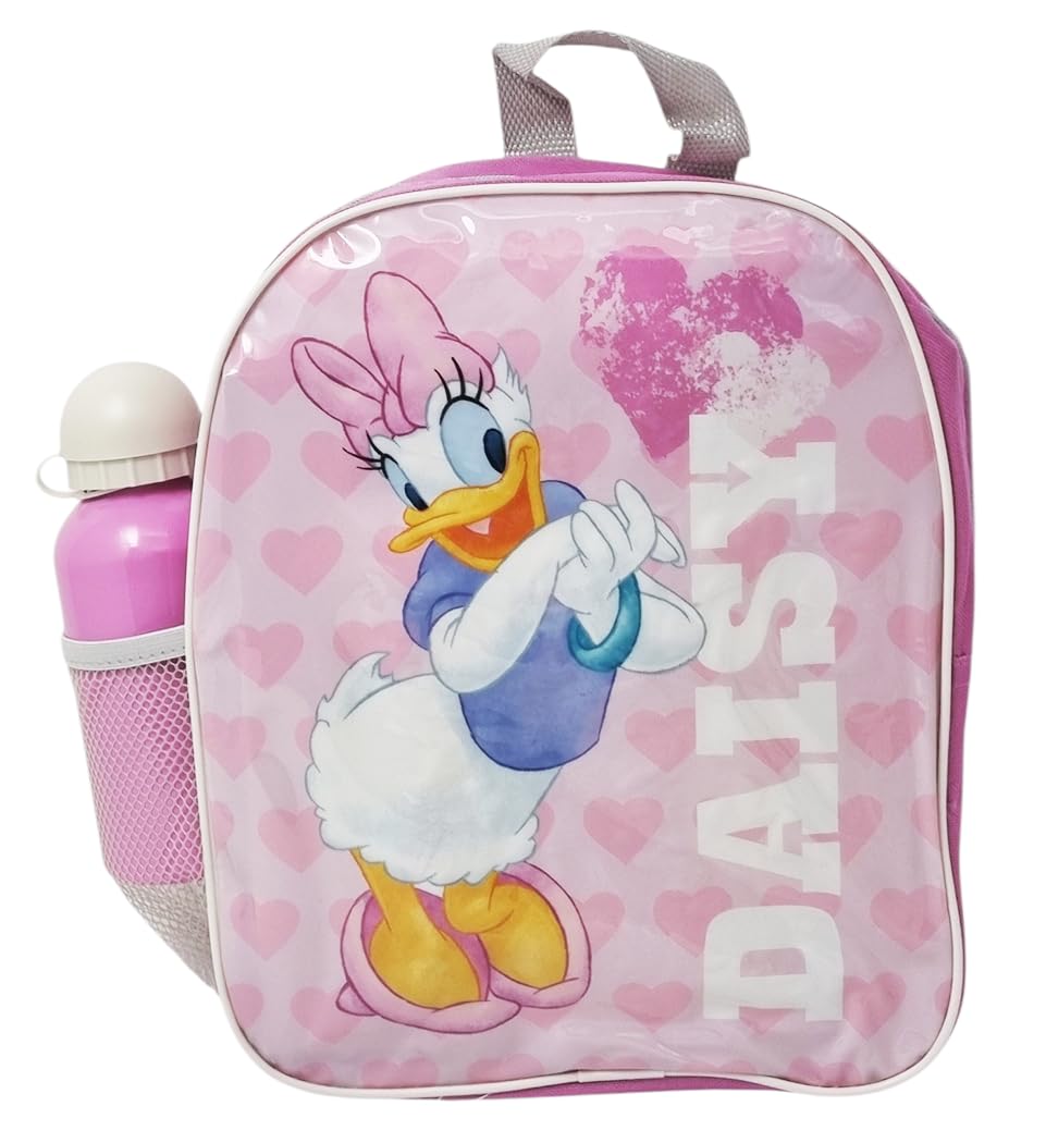Disney Daisy Duck School Backpack Pink with Water Bottle, 400 ml