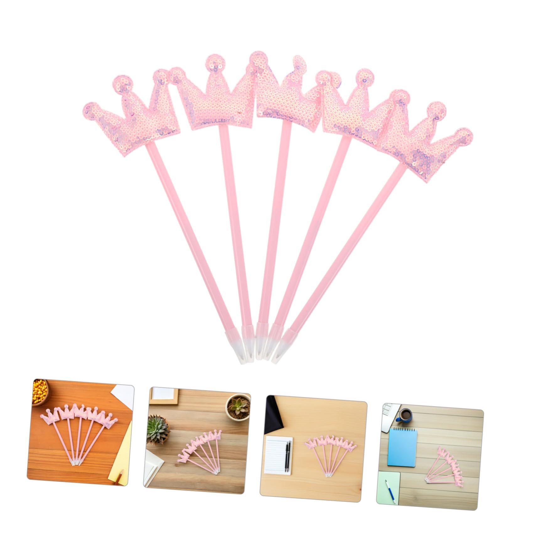 Lot De 5 Stylos À Paillettes Pour Femmes Jolis Stylos À Encre Gel Fantaisie À Paillettes Pour Invités Pour Étudiants À Motifs De Kawaii Jolis