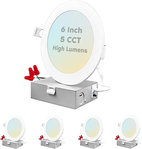 LUXRITE Luz empotrable LED ultrafina de 6 pulgadas con caja J, 15 W, 5 colores seleccionables 2700K-5000K, 1400 lúmenes, luces LED de oblea disponible en Yaxa Colombia