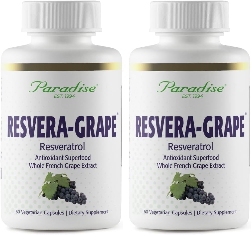 Paradise Herbs Resveragrape, Resveratrol + Polyphenols + Opc's, Super Potent, Ultra Pure, Non-GMO, Gluten Free, 60 Vegetarian Capsules (Pack of 2)