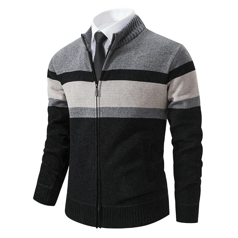 Cárdigan de punto de cuello alto abrigado con diseño colorblock 6