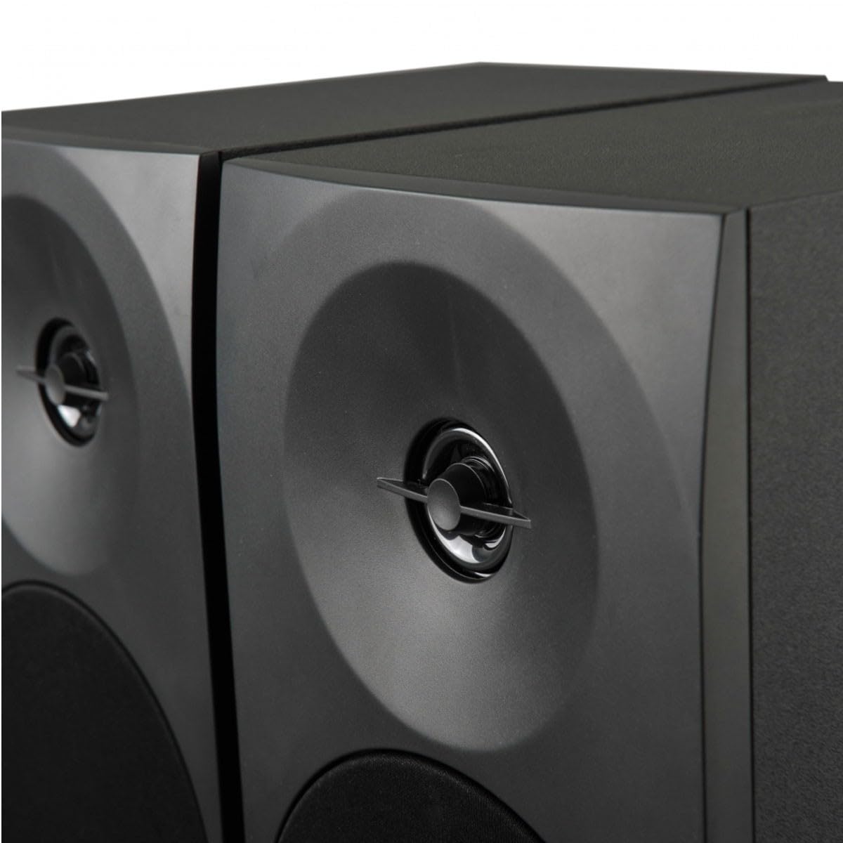 Woxter Dynamic Line 410 stereo-luidspreker 2.0, zelfversterkend, met 150 W vermogen, hout, 4 inch woofer, 2 tweeters, 3,5 mm, RCA, volumeregeling, hoge tonen, bas, wit : Woxter