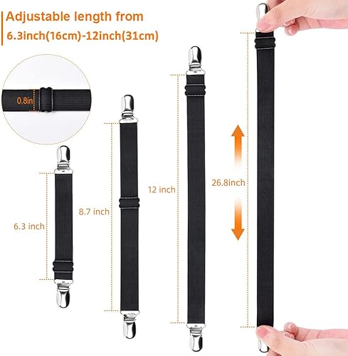 Miniatura 3 de Sopito Tirantes para sábanas 4 correas ajustables para sábanas sujetadores de sábanas sujetadores de sábanas agarraderas resistentes para colchones