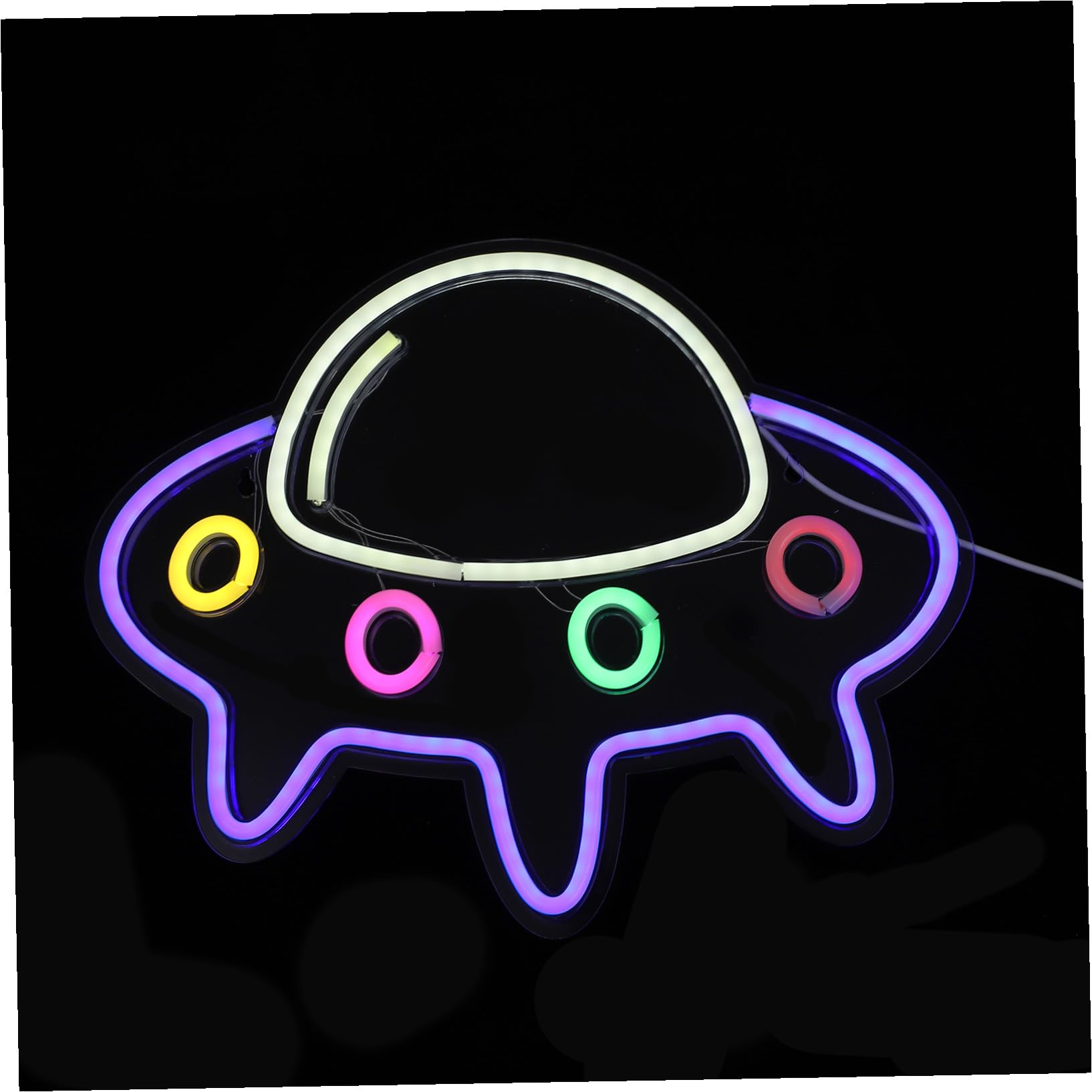 LIFKOME Lámpara LED Neón Creativa Forma de Nave Espacial Luz Ambiental USB para Decoración de Salón y Fiesta Original y Cálida