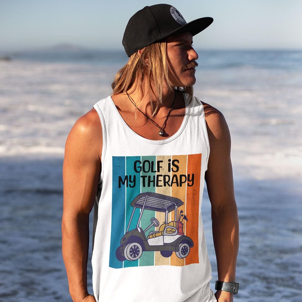Golf is My Therapy Tank - Graphic Workout Tank - Print Jersey Tank