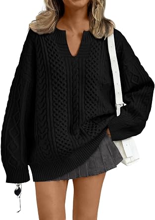 Trendy Queen Oversized Cable Knit Sweaters for Women 2026 Fall Outfits
