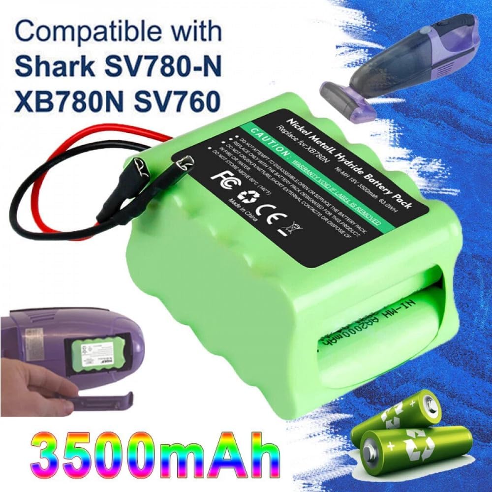 18V 3500mAh Replacement Battery Compatible with Shark SV780, SV780-N, XB780N, SV760 Series Cordless Pet Vacuum Cleaner