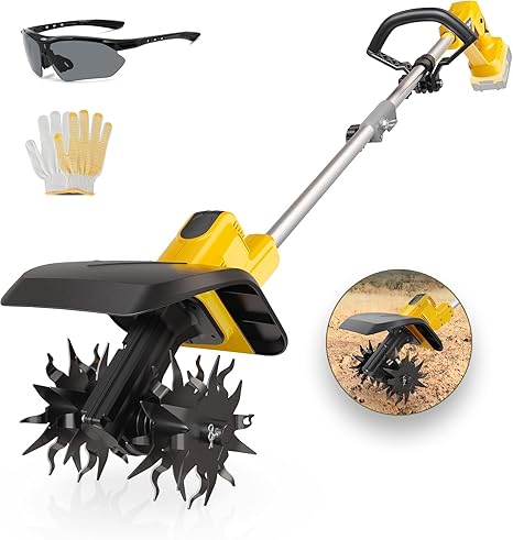 Cordless Tiller Cultivator Compatible with Dewalt 20V Battery(Tool Only).