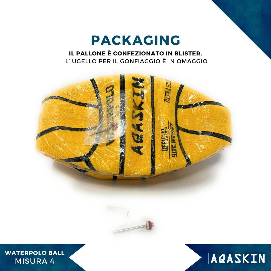 Pallone da Pallanuoto Professionale - Misura 5, 4, 3, 1 - Alta Qualità - Gomma Ultra Grip - per Allenamenti e Partite - Palla da Pallanuoto - Colore: Giallo, Nero, Italia, Tricolore